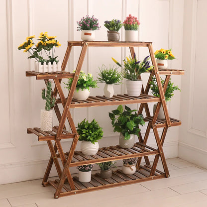 Large Triangular Wood Plant Stand Indoor 6-Tier