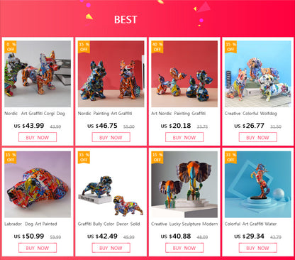 Creative Dog Painted Graffiti Living Room Color