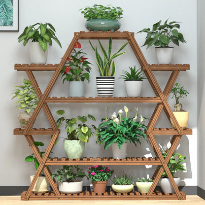 Large Triangular Wood Plant Stand Indoor 6-Tier