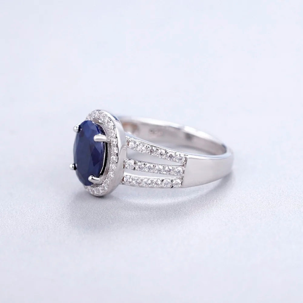 Ballet Natural Oval Blue Sapphire Rings Solid 14K 10K 18K
