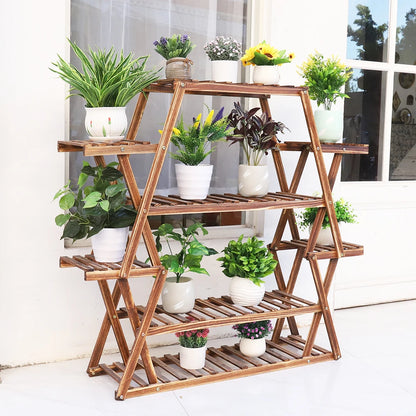 Large Triangular Wood Plant Stand Indoor 6-Tier