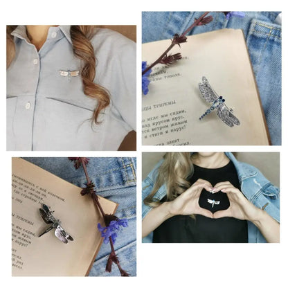 Natural Sky Blue Topaz Dragonfly Brooch Design