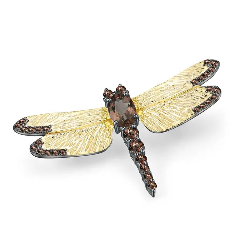Natural Sky Blue Topaz Dragonfly Brooch Design