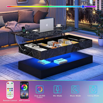 Large Lift Top Coffee Table Charging Station