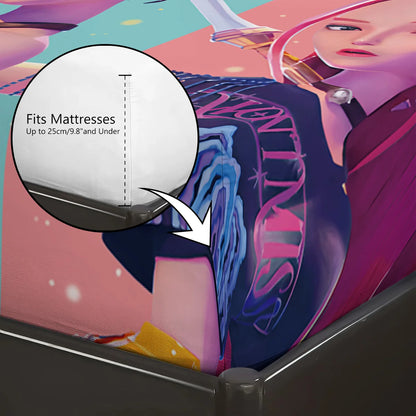 3pcs K-Pop Demon Hunters Printed Bed Sheet Set