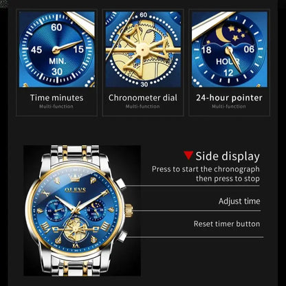 Quartz Watch for Men Flywheel Skeleton Chronograph