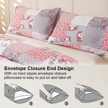 3pcs Splicing Floral Pattern Duvet Cover Set