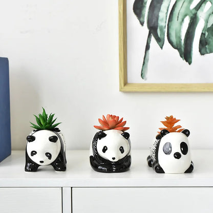 Creative Black/White Ceramic Panda Flower Pot