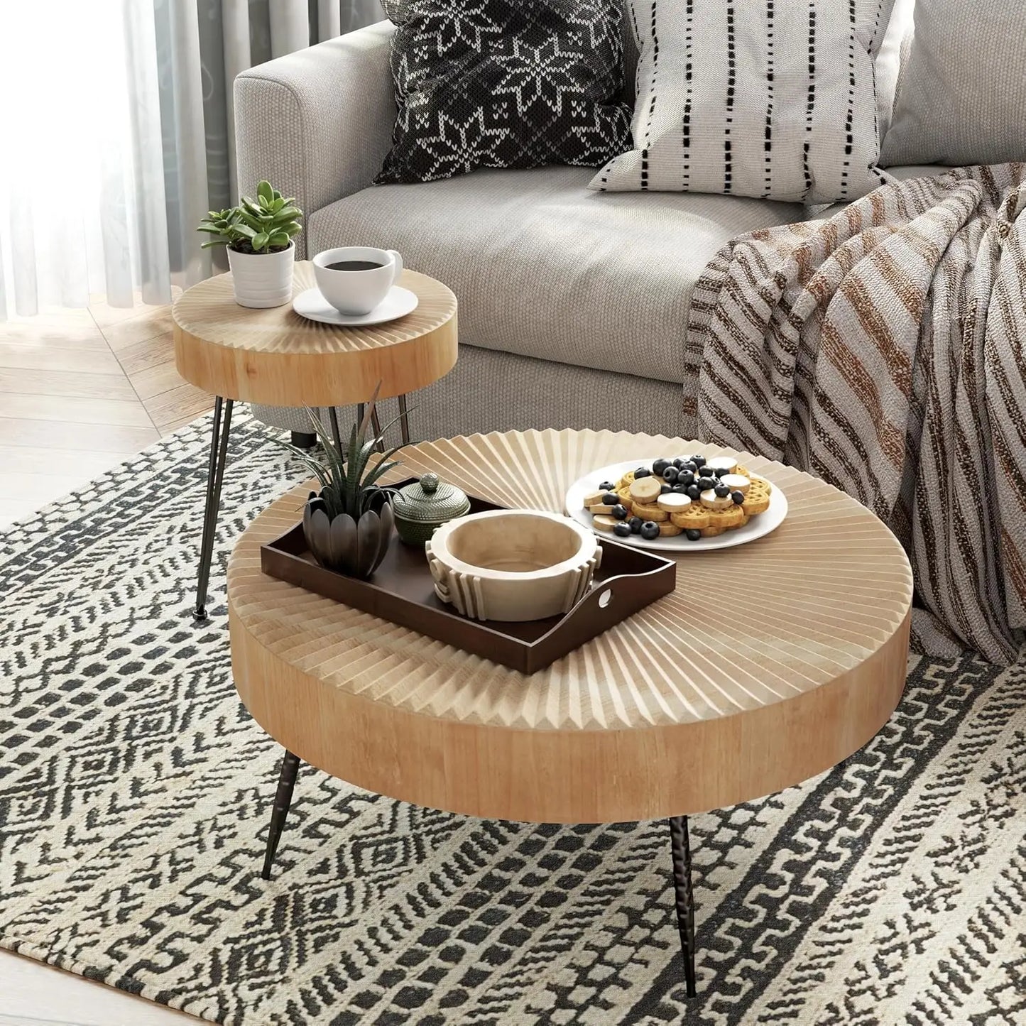 Modern Farmhouse Living Room Coffee Table Set