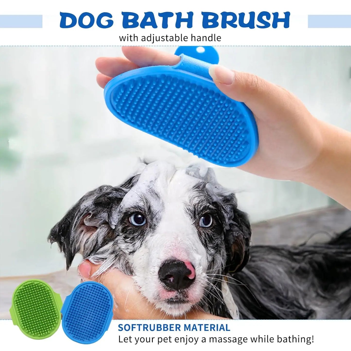 2-Pack Dog Bath Brush, Rubber Curry Brush