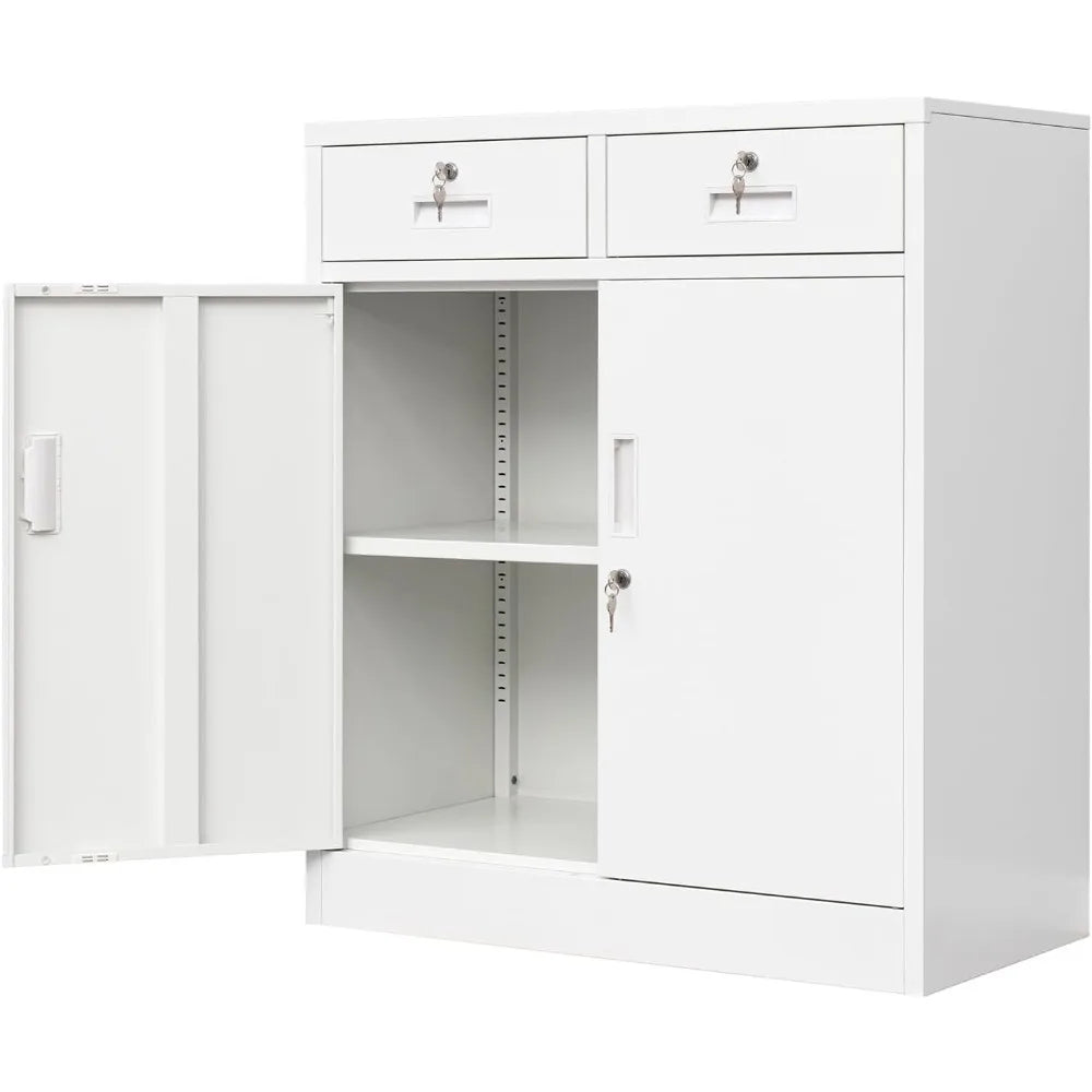 Adjustable shelf locking metal storage unit cabinet