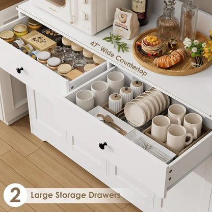 71" LED Kitchen Pantry Cabinet with Outlet