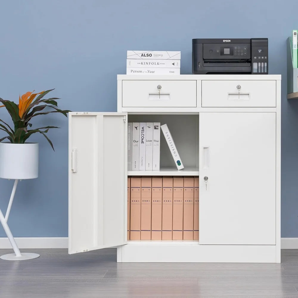 Adjustable shelf locking metal storage unit cabinet