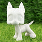 White Lovely Shorthair Cat, Collie and Husky Figurines
