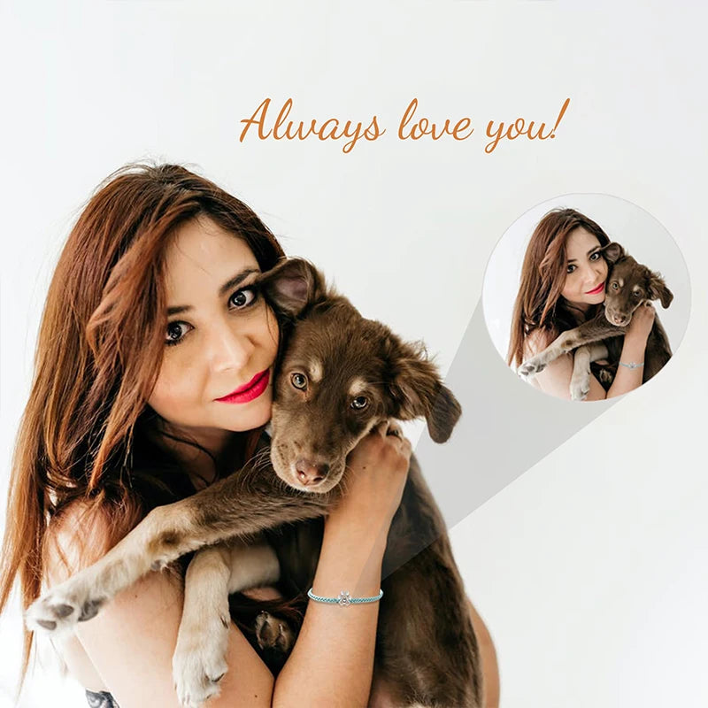 Dog Braided Bracelet Personalized Photo Adjustable