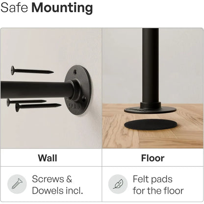 Upgraded Industrial Pipe Clothing Rack Wall Mounted