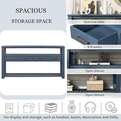 Modern Wood Console Table with Drawers Shelves
