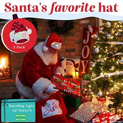 Plush Santa Hat Light Up Color Lights