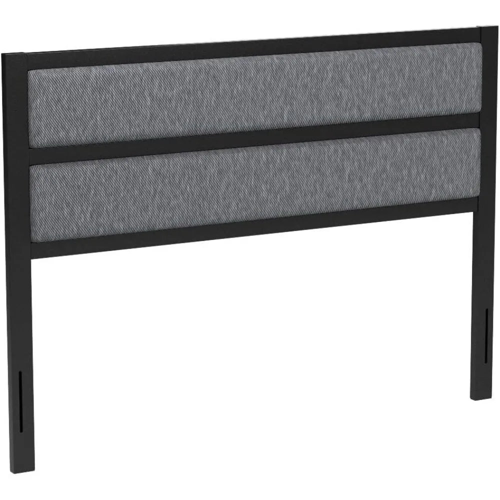 Queen Grey Upholstered Metal Headboard