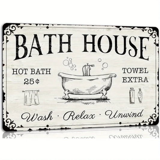 Bathroom Wall Decor Antique Sign Relaxing Farmhouse