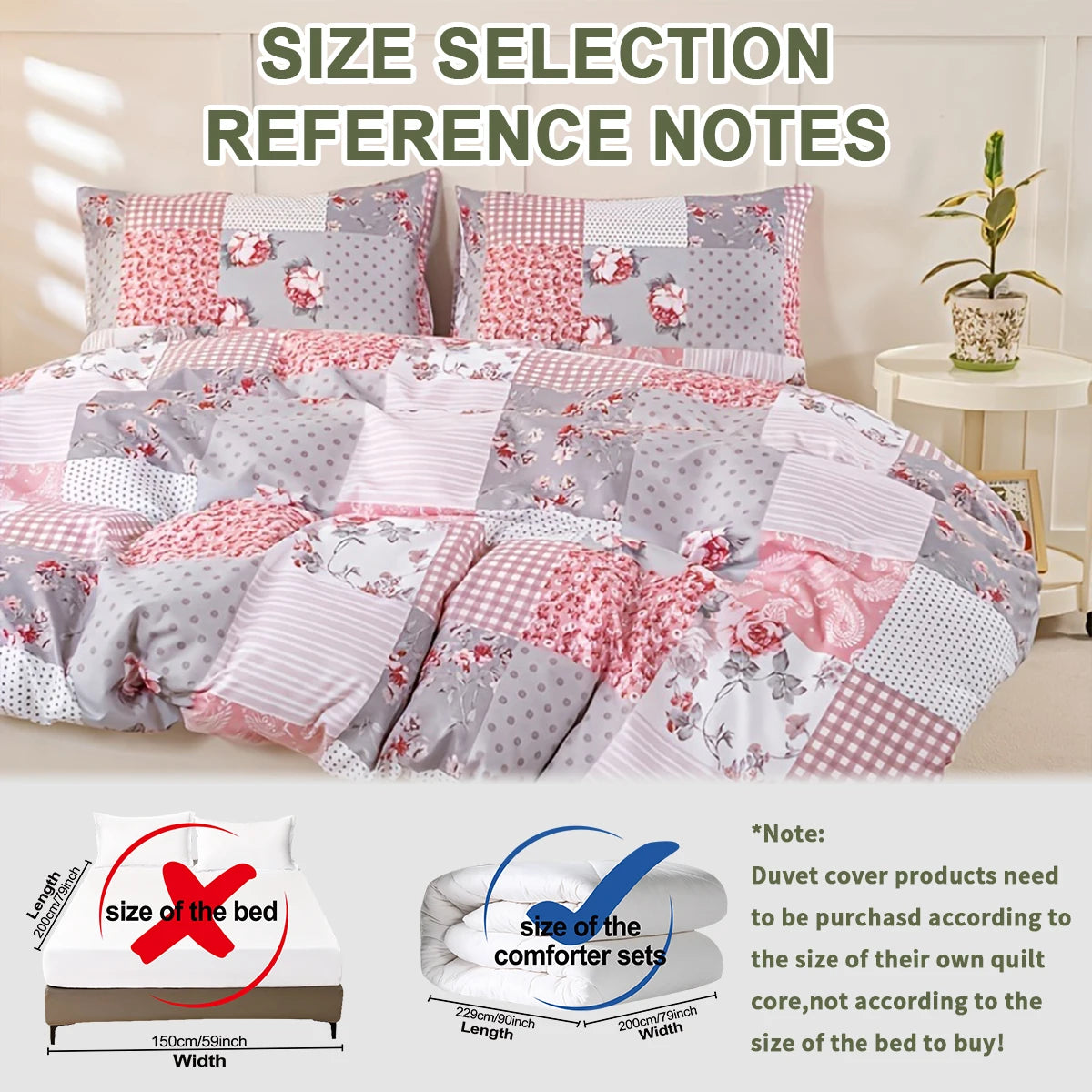 3pcs Splicing Floral Pattern Duvet Cover Set