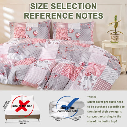 3pcs Splicing Floral Pattern Duvet Cover Set