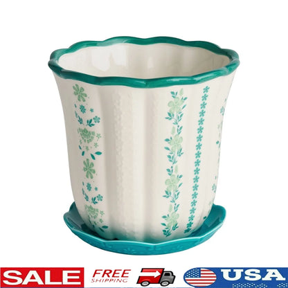 8" Beautiful Scallop Gardening Flower Patterned Planter