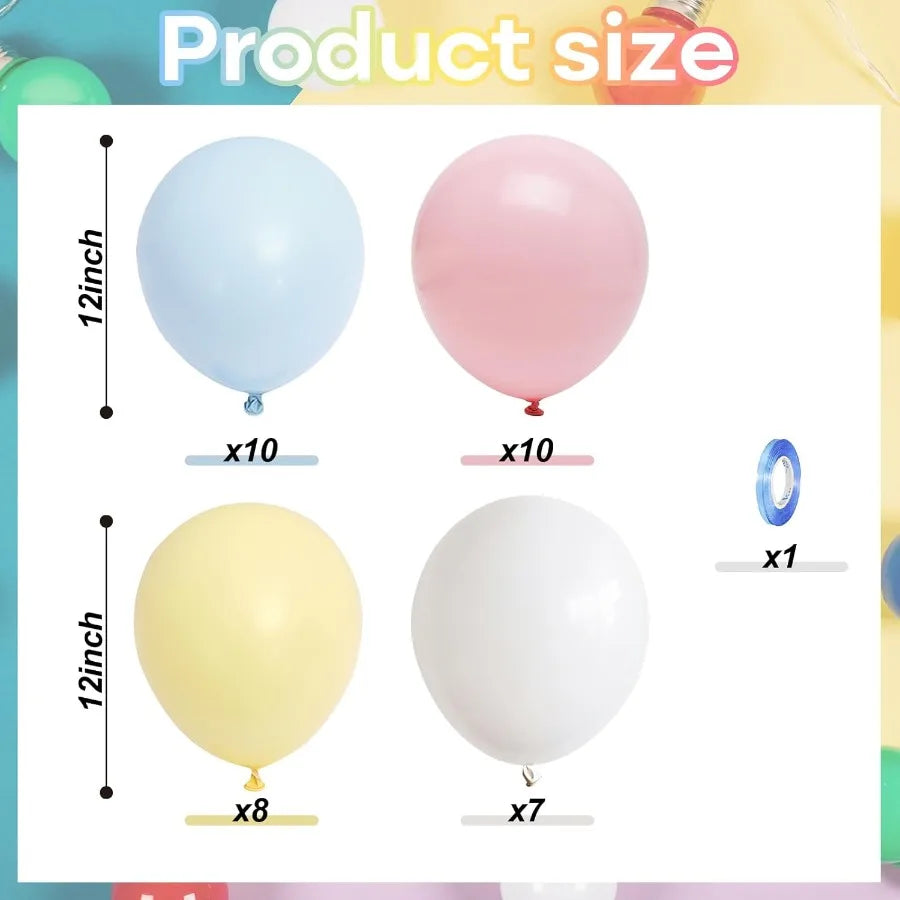Light Pink Blue Yellow White Latex Balloons