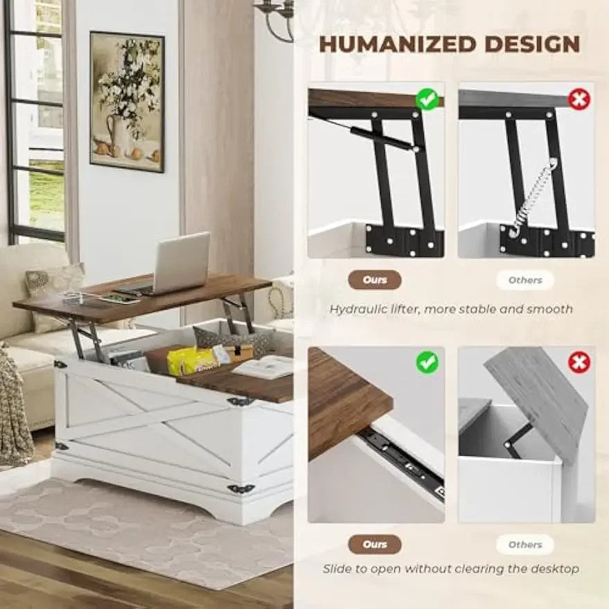 Lift Top Coffee Table, Storage Charging Port