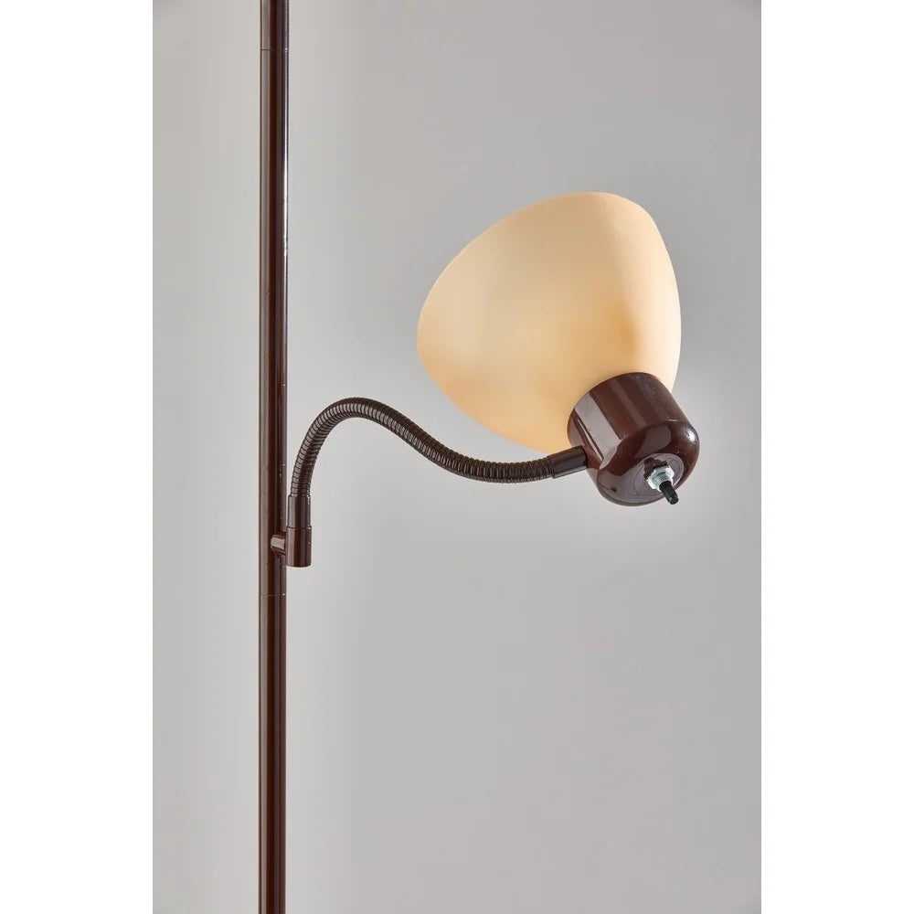 Brown Floor Lamp with Adjustable Reading Light
