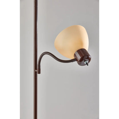 Brown Floor Lamp with Adjustable Reading Light