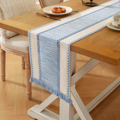 Macrame Style Bicolor Stitching Table Runner
