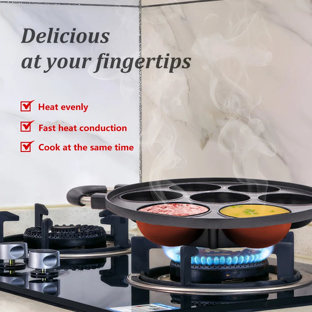 7 Hole Cast Iron Cookware Omelette or Cake Mold