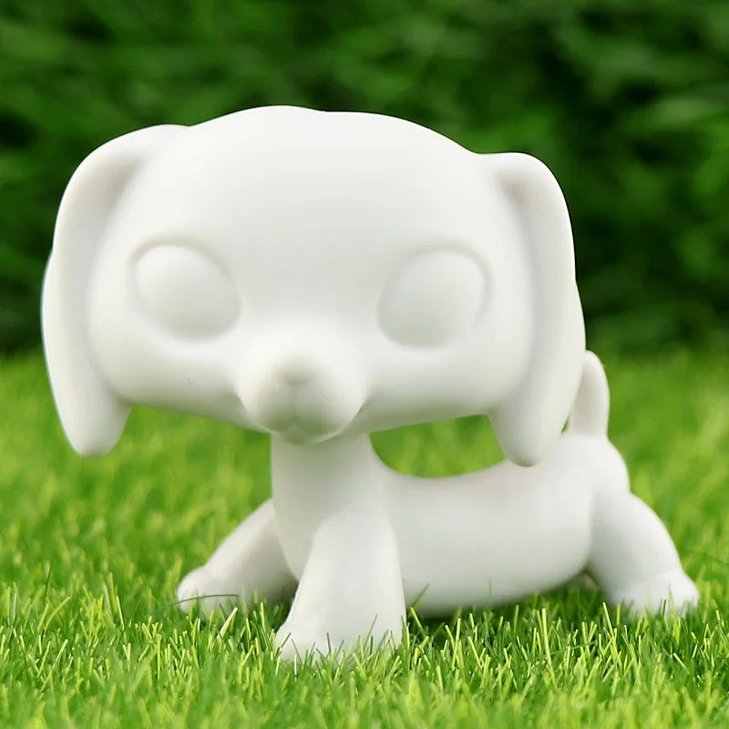 White Lovely Shorthair Cat, Collie and Husky Figurines