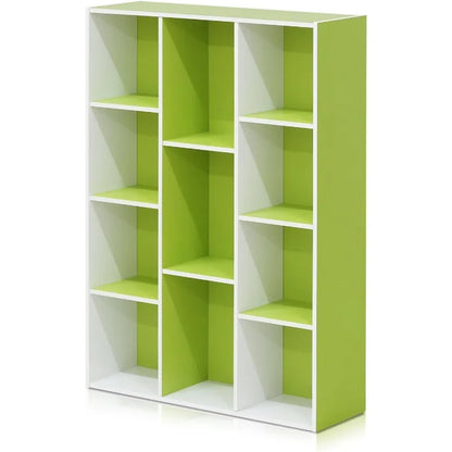 White Green 11-Cube and 5-Cube Bookcases