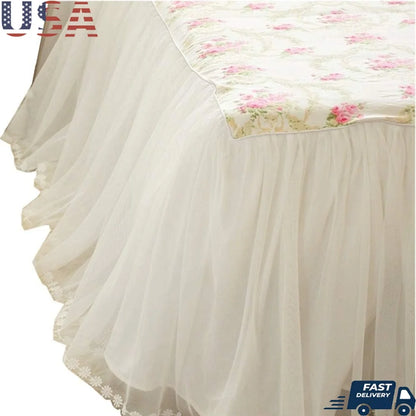 Soft Beautiful Lace Ruffle Bed Skirt Twin