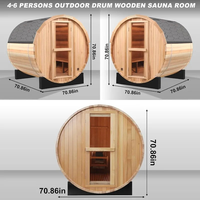 Outdoor Hemlock Wooden Barrel Steam Sauna Room