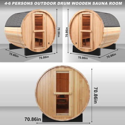 Outdoor Hemlock Wooden Barrel Steam Sauna Room