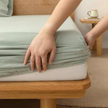 Sheet Set 100% Washed Cotton Linen Feel