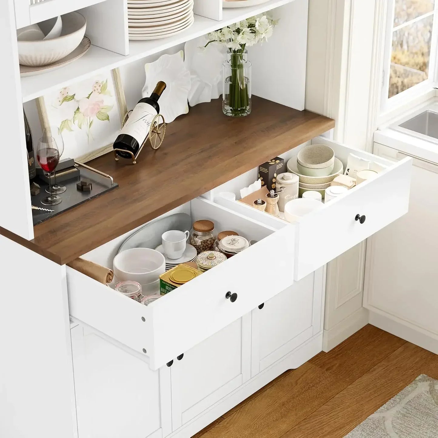 71"  Kitchen Pantry Storage Cabinet/Microwave Stand