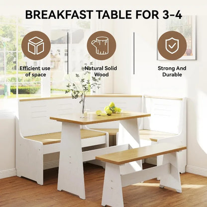 Breakfast Nook Kitchen Corner Dining Table Set