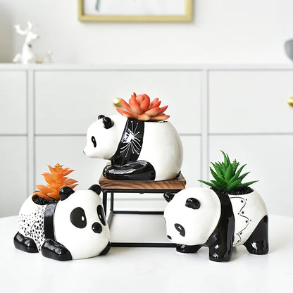 Creative Black/White Ceramic Panda Flower Pot