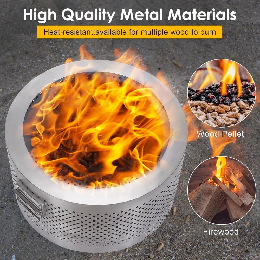 Fire Pit for Outside with Portable Storage