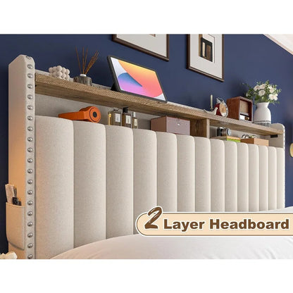 King Size Bed Frame with 4 Storage Drawers