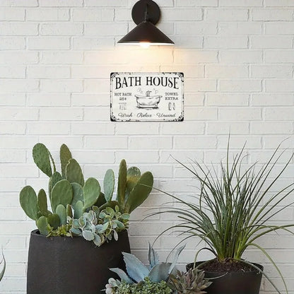 Bathroom Wall Decor Antique Sign Relaxing Farmhouse