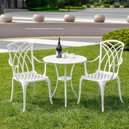 Set of white bistro table and chairs for 2