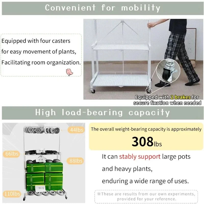 Foldable 4-Tier Plant Stand Hanging Plant Shelf