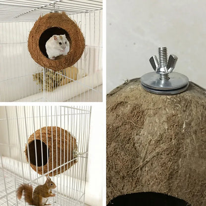 Natural Coconut Shell Hideaway Bird Nest Cage