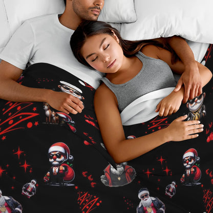 Trendy hip-hop Santa Claus flannel blanket
