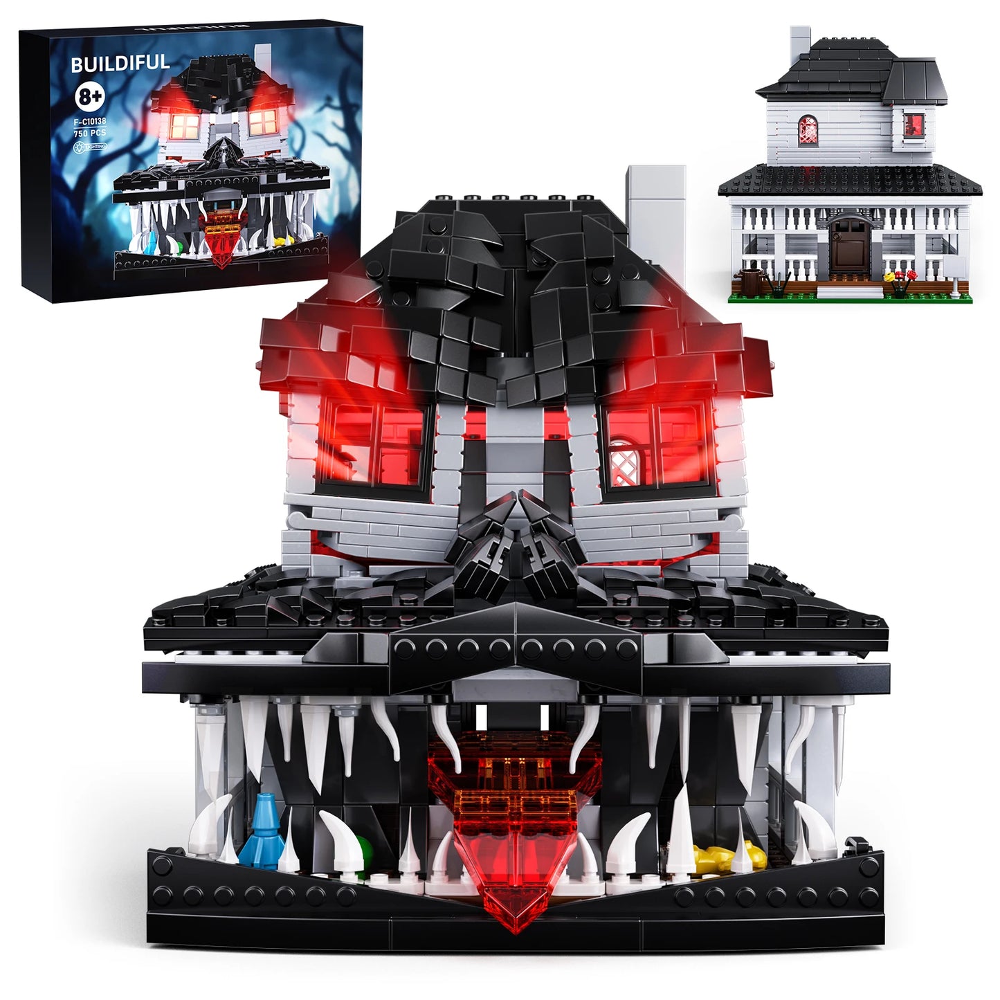 Lighted Monster Haunted House Building Blocks Set